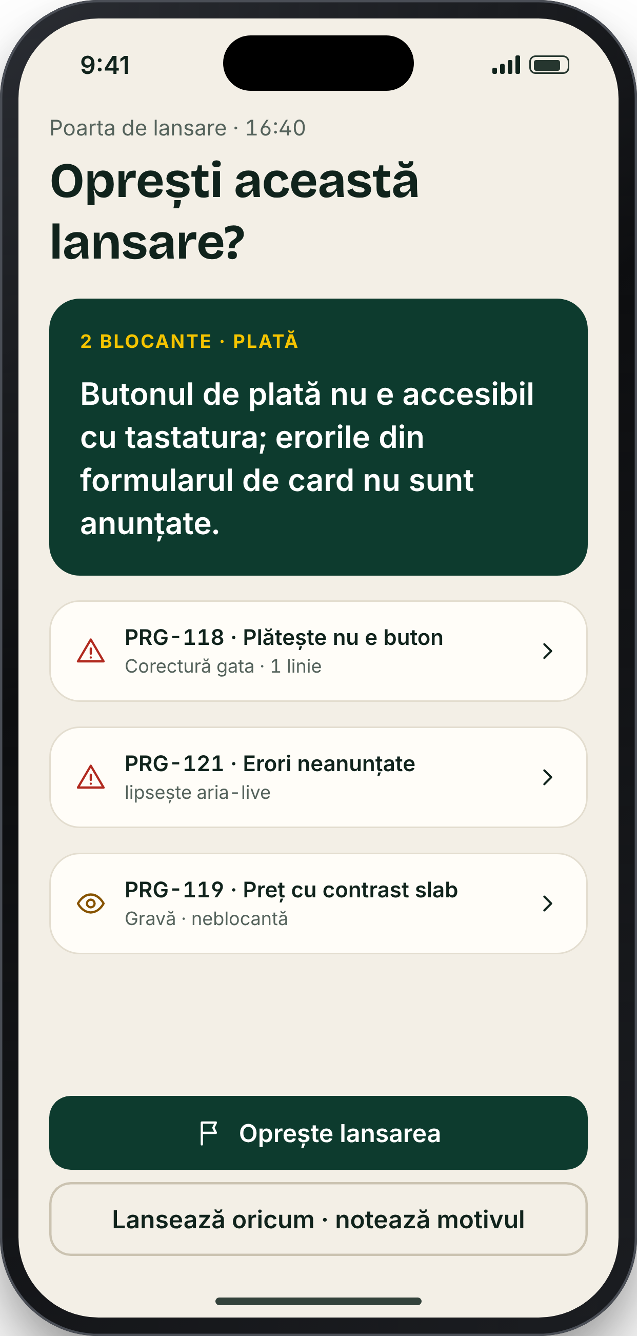 PRAG, ecran: Poarta de lansare