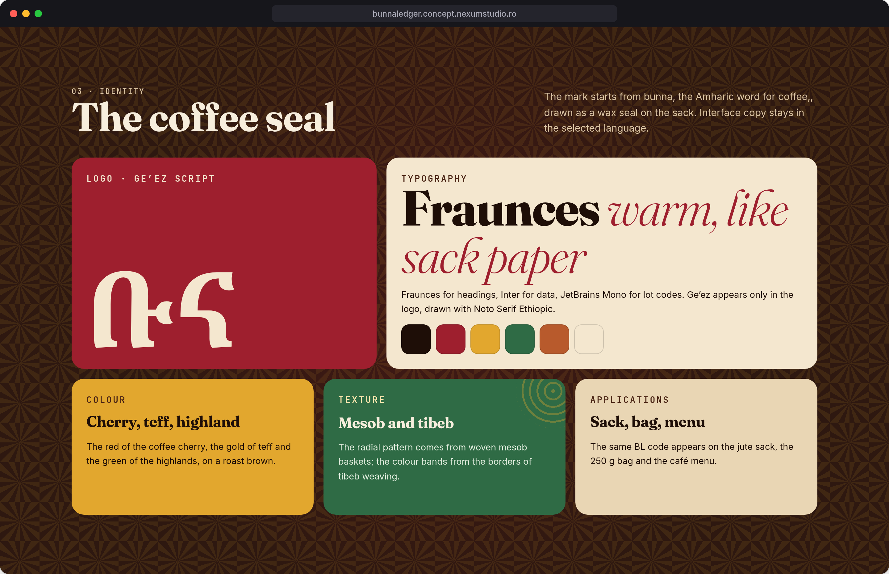 BUNNA LEDGER: Identity, desktop