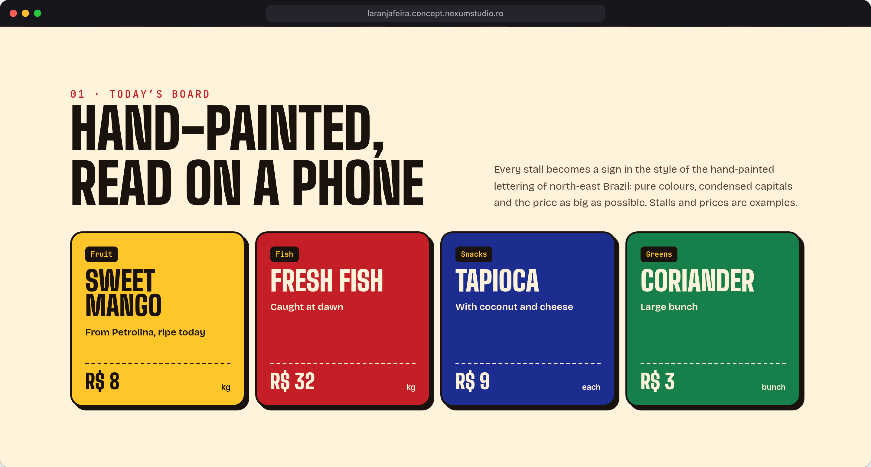 LARANJA FEIRA: Today’s board, desktop