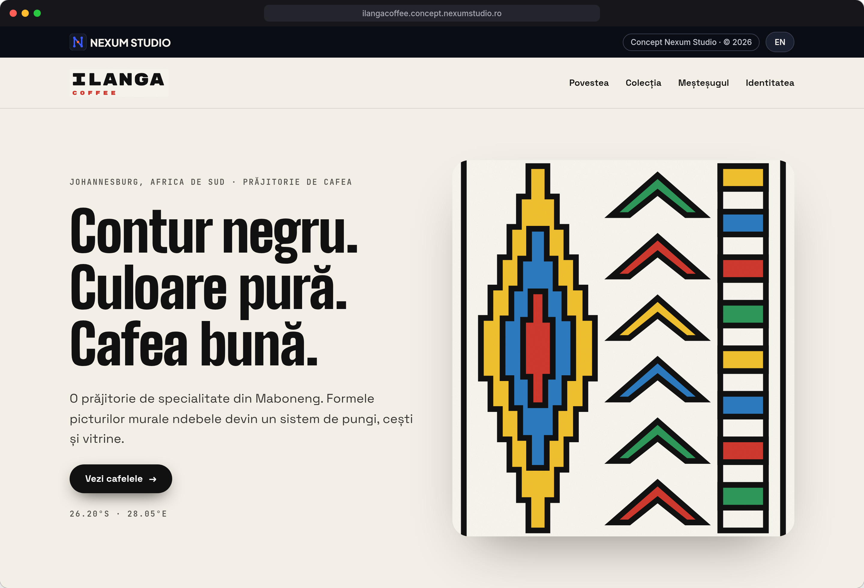 ILANGA COFFEE: Prima secțiune, desktop