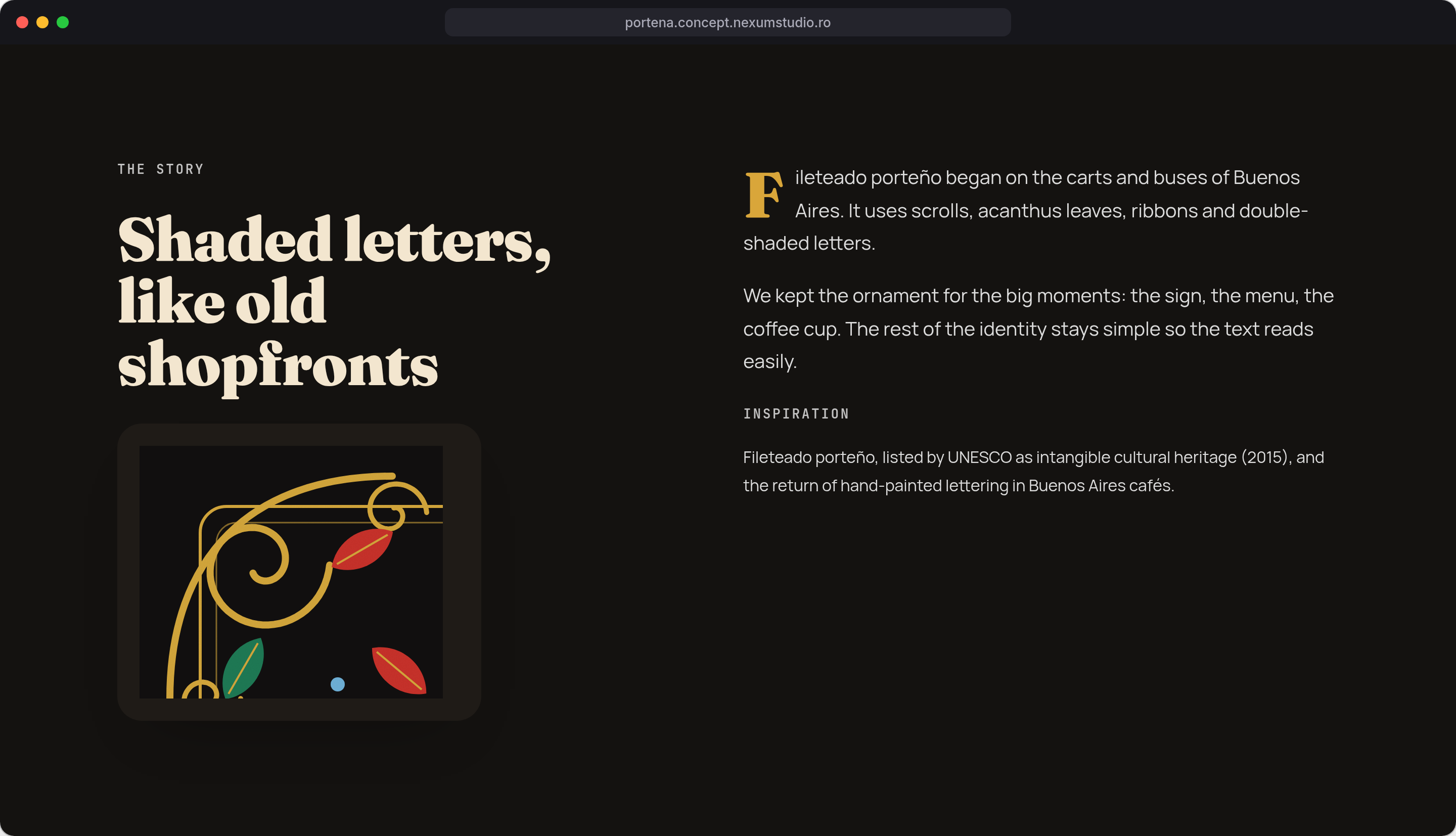 PORTEÑA: The story, desktop